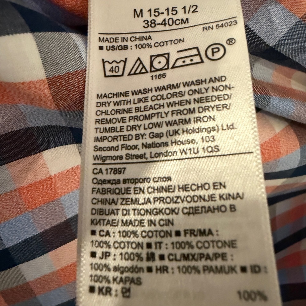Banana Republic Men's Blue and Orange Plaid Non-Iron Shirt - Picture 4 of 6